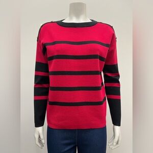 Red and Black Striped Women's Sweater